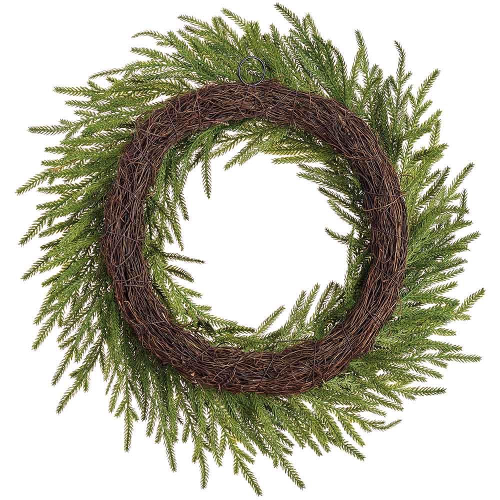 22" Glittered Artificial Cypress Wreath -Green (Pack of 2) - Image 2
