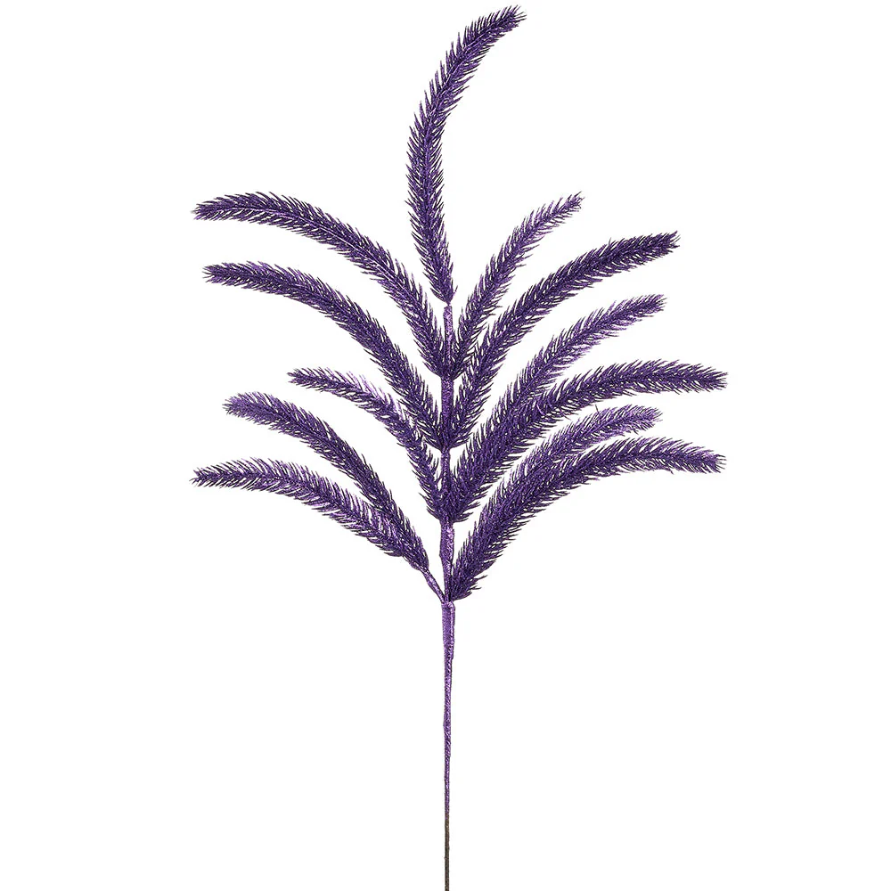 22" Glittered Artificial Pine Stem -Purple (Pack of 36)