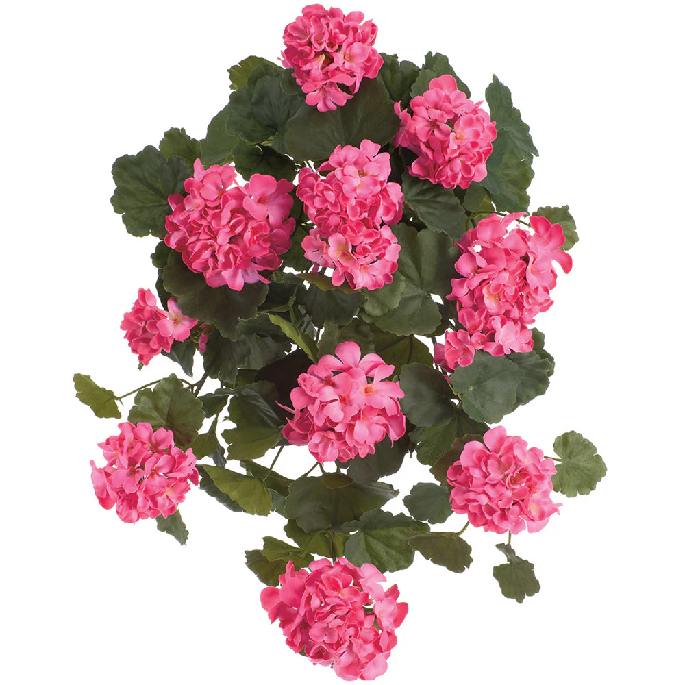 22" Hanging Geranium Silk Flower Bush -Pink (Pack of 4)