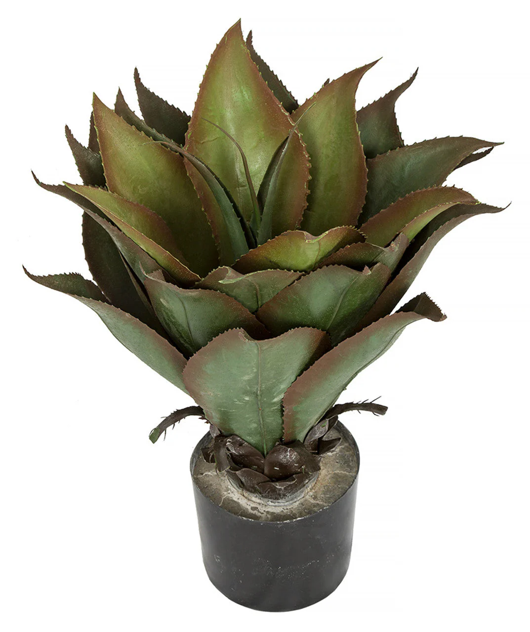 22" Outdoor UV-Resistant Artificial Agave Plant w/Pot -Green/Burgundy (Pack of 2) - Image 3