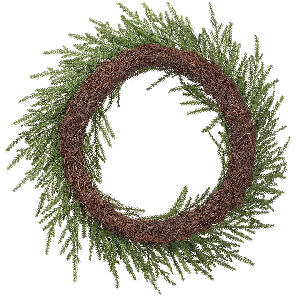22" PE Soft-Touch Artificial Cypress Wreath -Green (Pack of 2) - Image 2