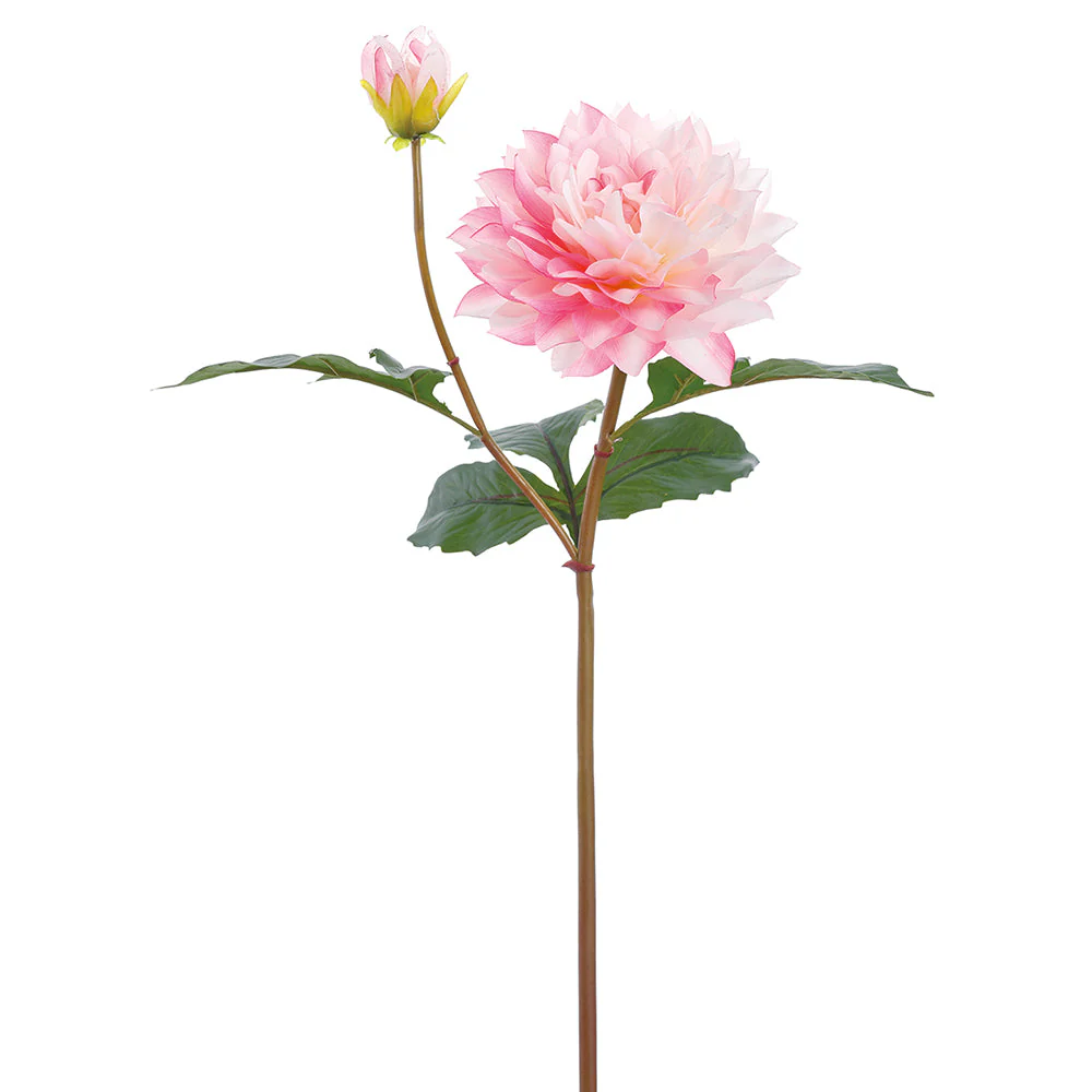 22" Real Touch Dahlia Silk Flower Stem -Pink/Cream (Pack of 12)