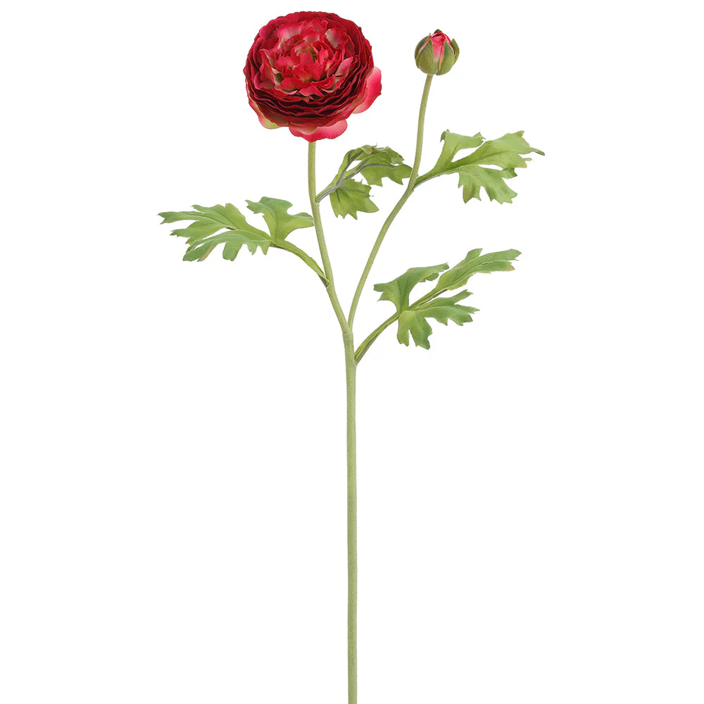 22" Real Touch Ranunculus Silk Flower Stem -Beauty (Pack of 12)