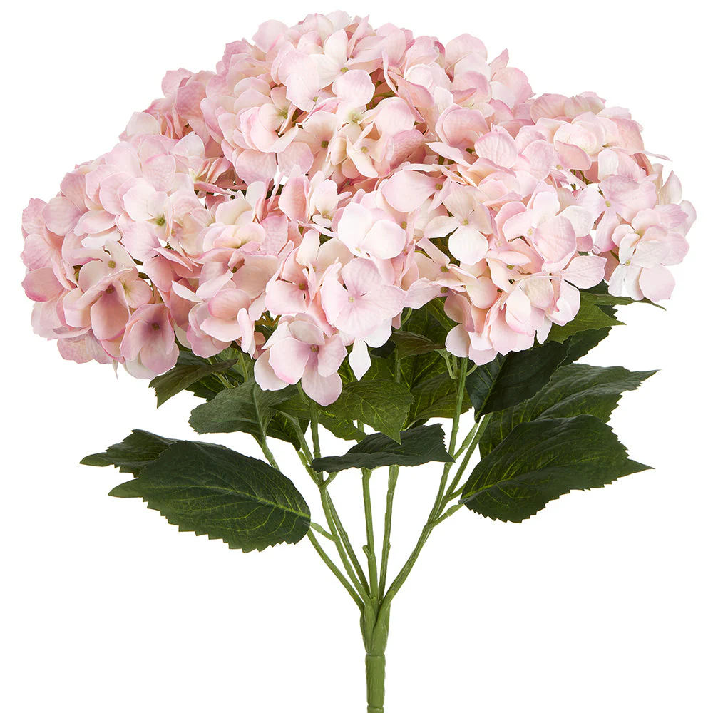22" Silk Hydrangea Flower Bush -Soft Pink (Pack of 6)