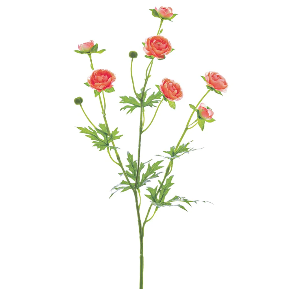 22" Silk Mini Ranunculus Flower Spray -Peach (Pack of 12)