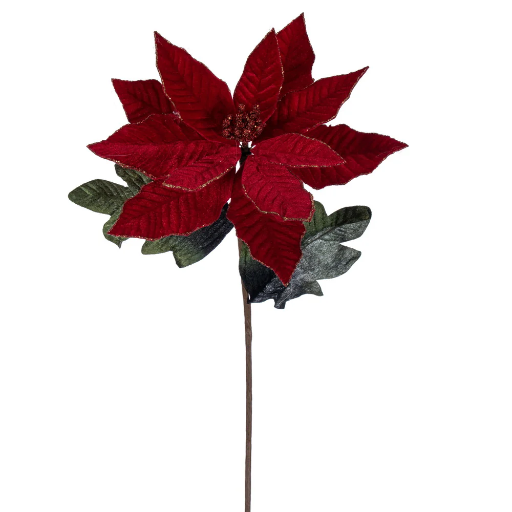 22" Silk Poinsettia Flower Stem -Red (Pack of 6)