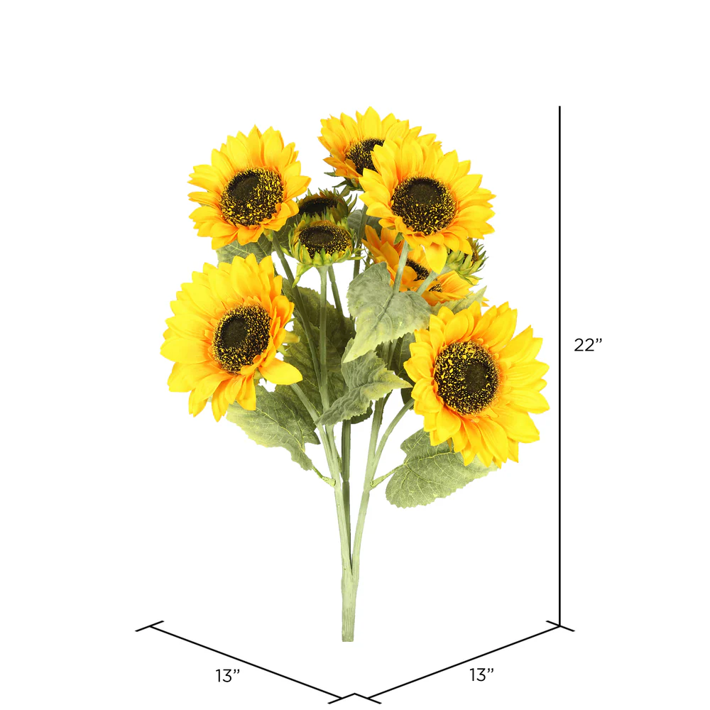 22" Silk Sunflower Flower Bush -Yellow (Pack of 6) - Image 2