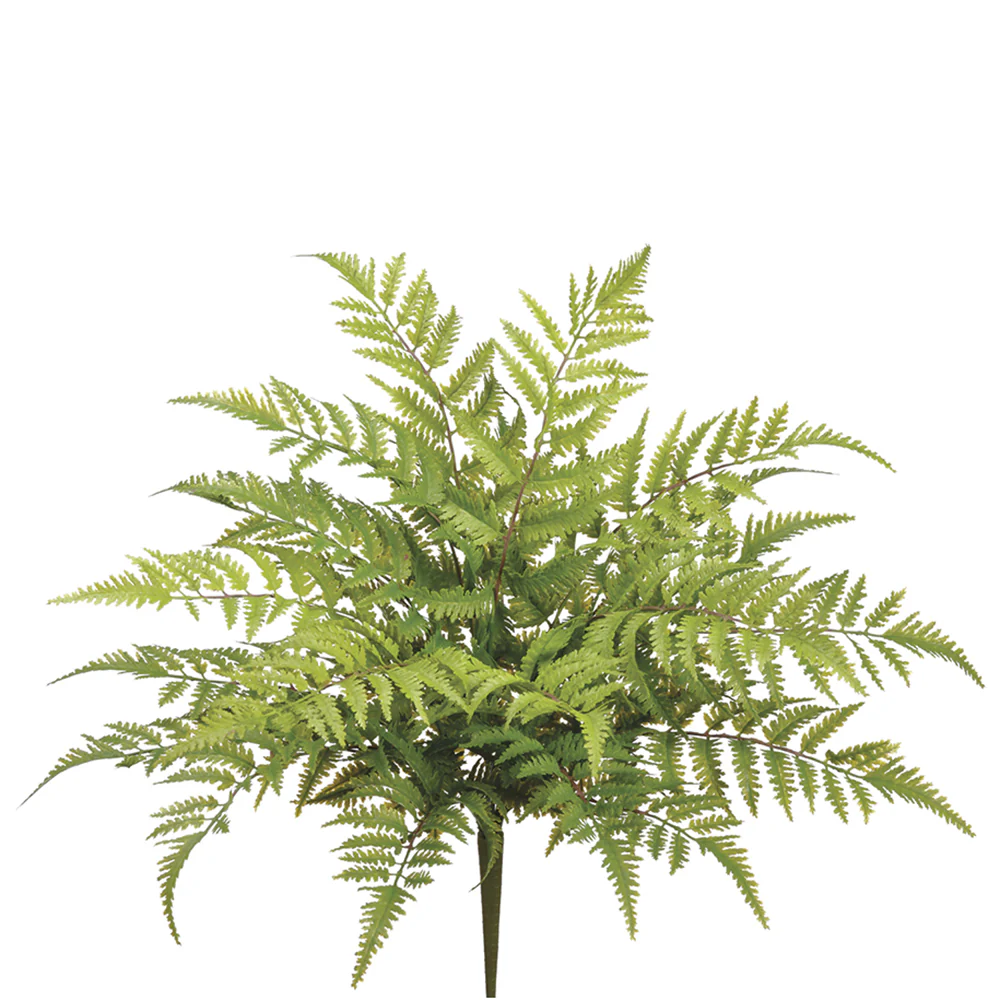 22" Soft-Touch Leather Fern Silk Plant -Green (Pack of 6)