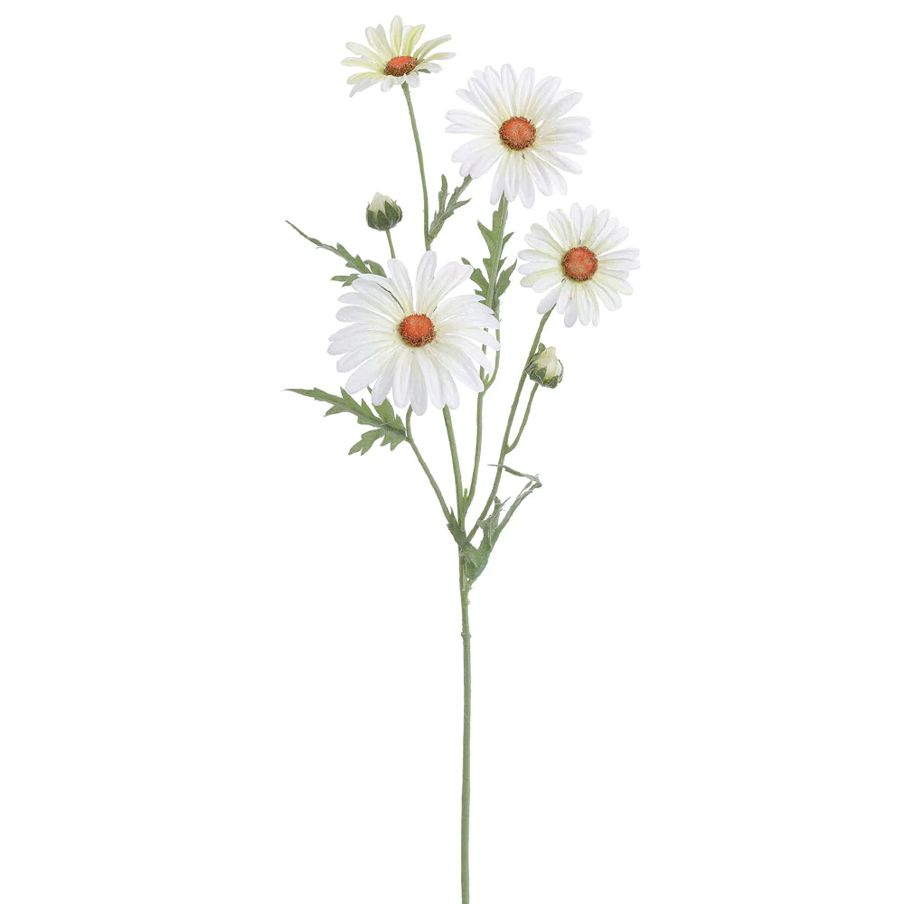 23.5" Daisy Silk Flower Stem -White (Pack of 12)