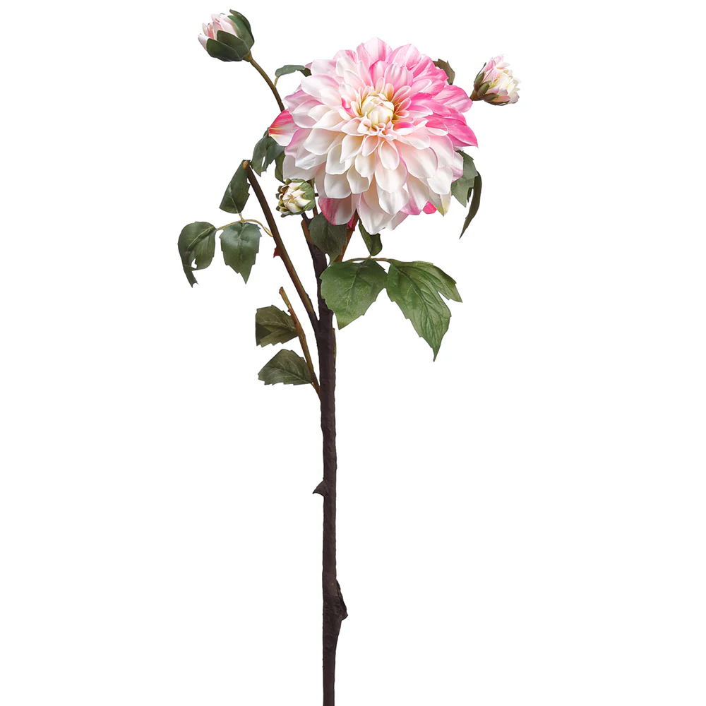 23.5" Silk Dahlia Flower Stem -Pink/Cream (Pack of 12)