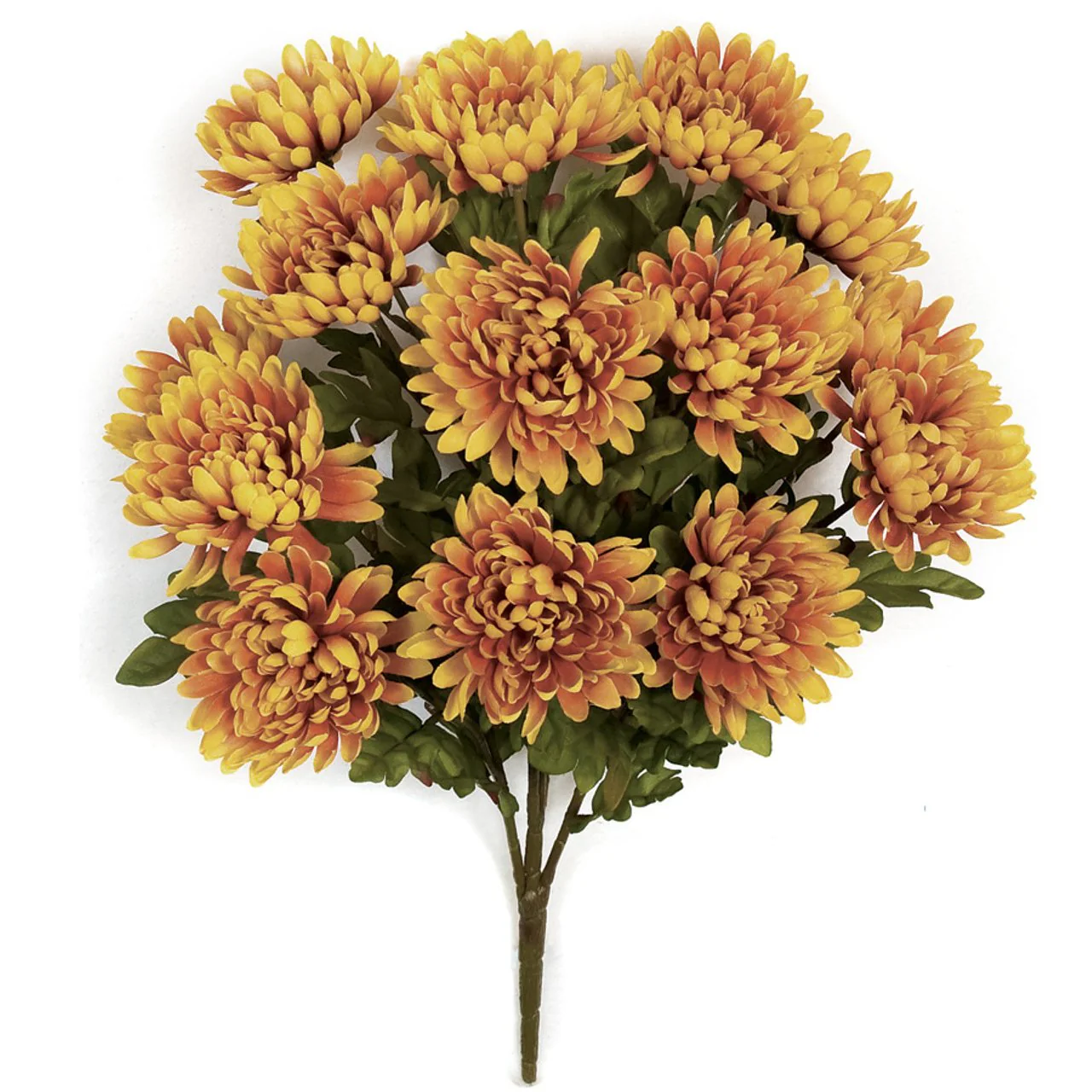 23" Artificial Mum Flower Bush -Yellow/Brown (Pack of 6)
