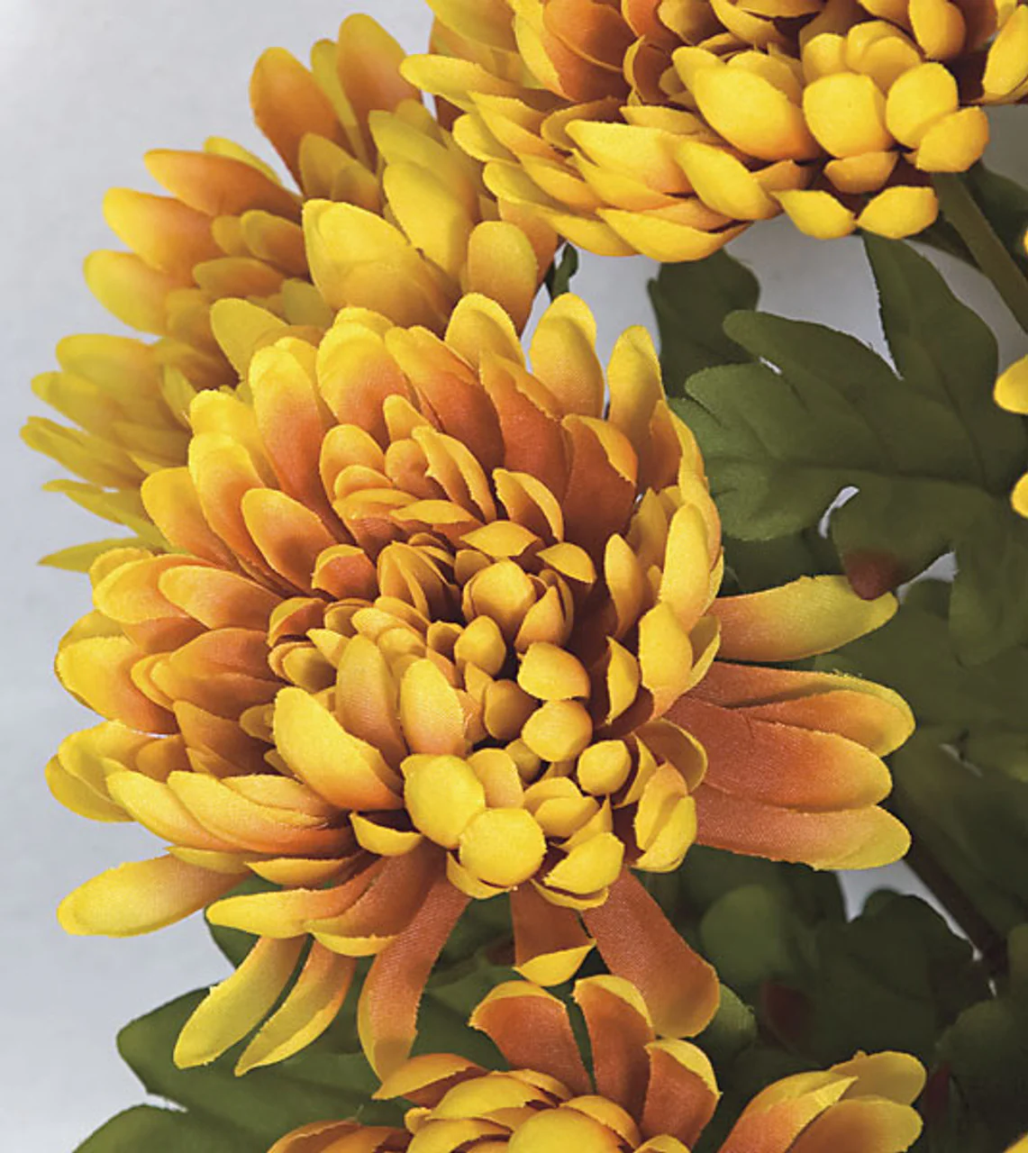 23" Artificial Mum Flower Bush -Yellow/Brown (Pack of 6) - Image 2