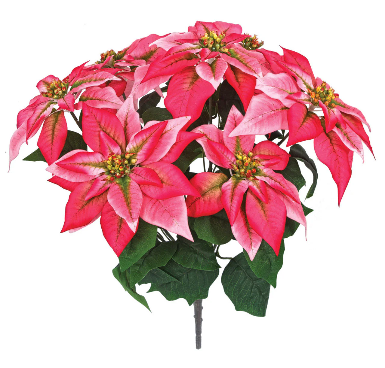 23" Artificial Poinsettia Velvet Flower Bush -Pink (Pack of 6)