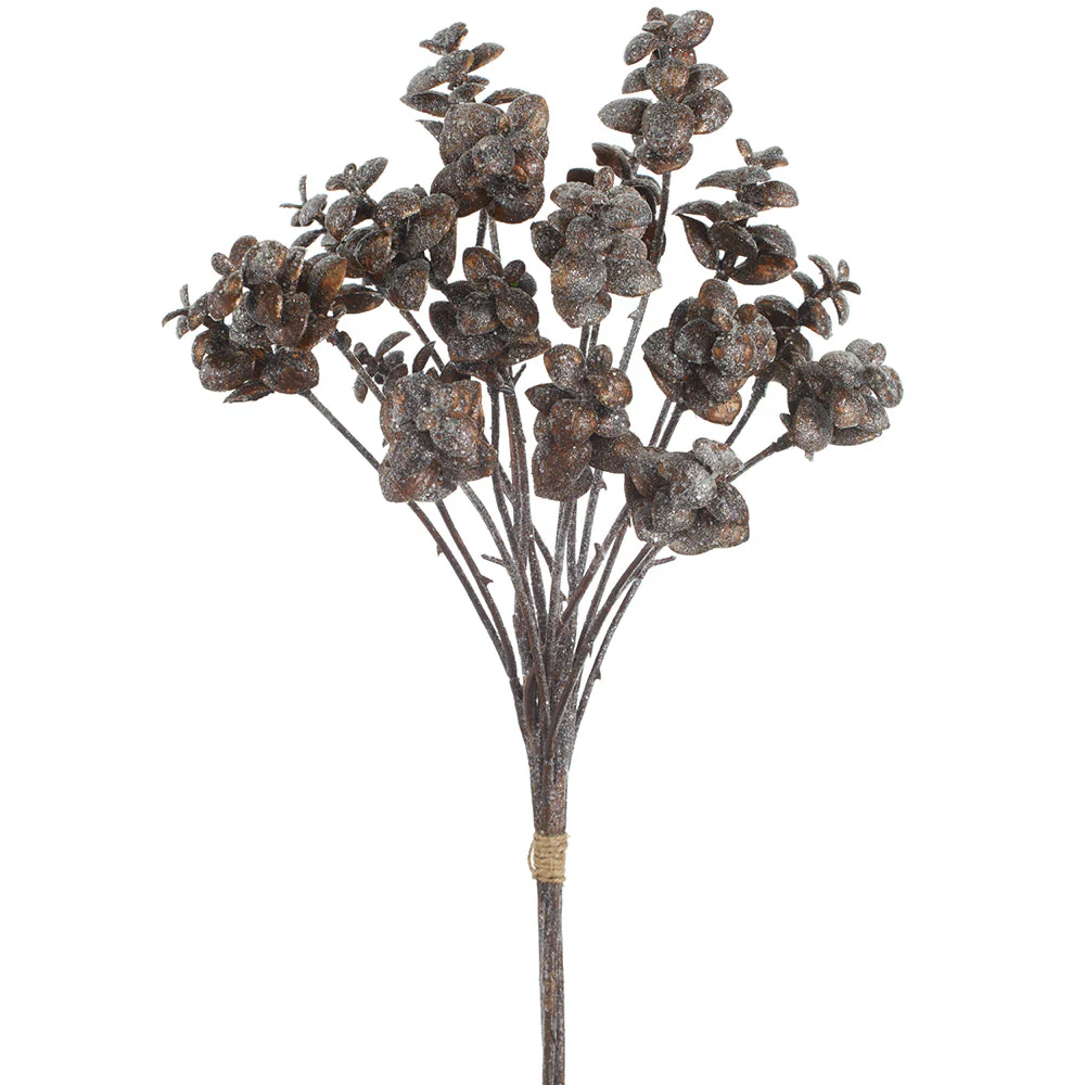 23" Glittered Artificial Jade Stem Bundle -Brown (Pack of 12)