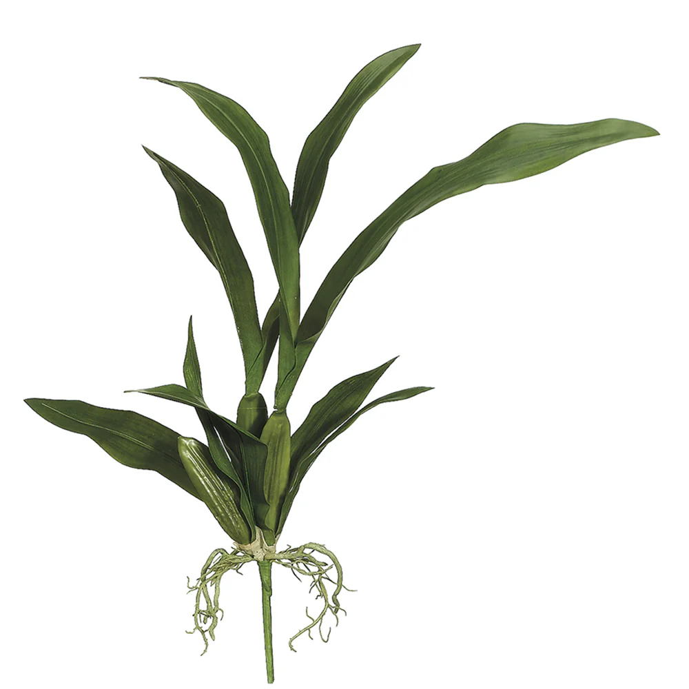 23" Hand-Wrapped Silk Oncidium Orchid Leaf Plant Stem -Green (Pack of 12)