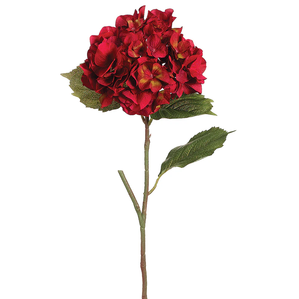 23" Hydrangea Silk Flower Stem -Red (Pack of 12)