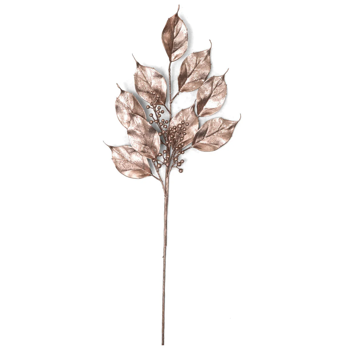 23" Metallic Artificial Ficus Leaf Stem -Rose Gold (Pack of 24)