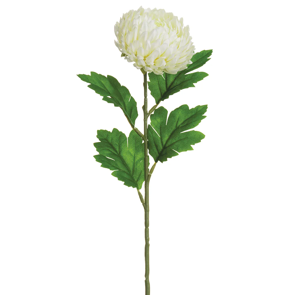 23" Mum Silk Flower Stem -White (Pack of 12)