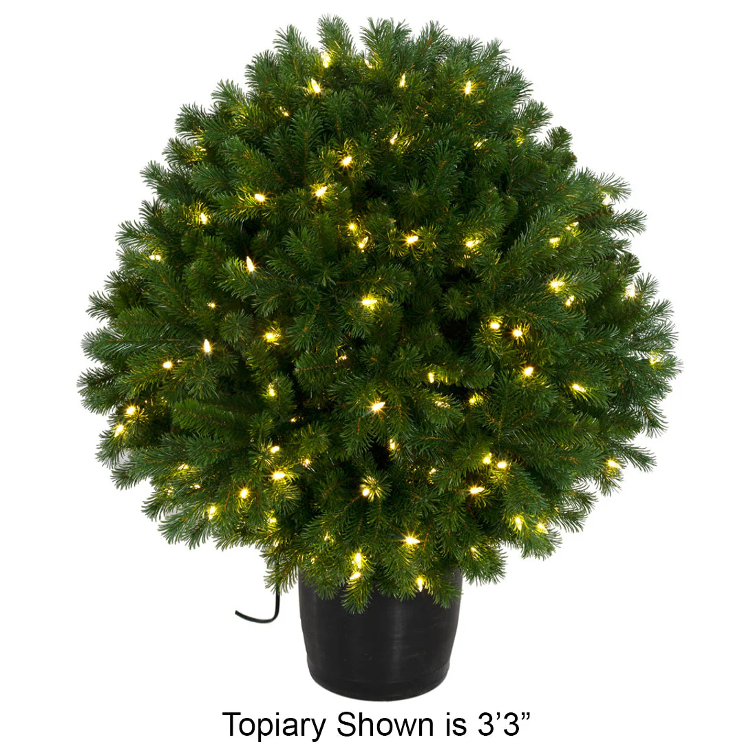 2'3" PE Burlington Spruce Ball-Shaped Artificial Topiary w/Pot, LED Pre-Lit -White/Green