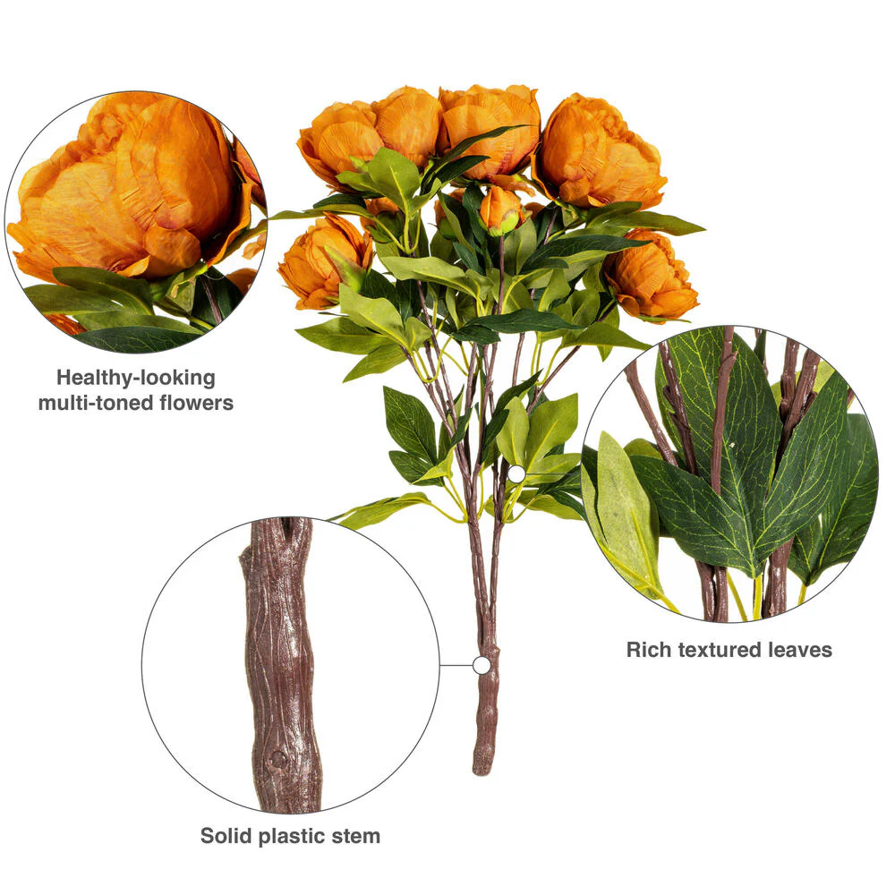 23" Peony Silk Flower Bush -Coffee (Pack of 4) - Image 6