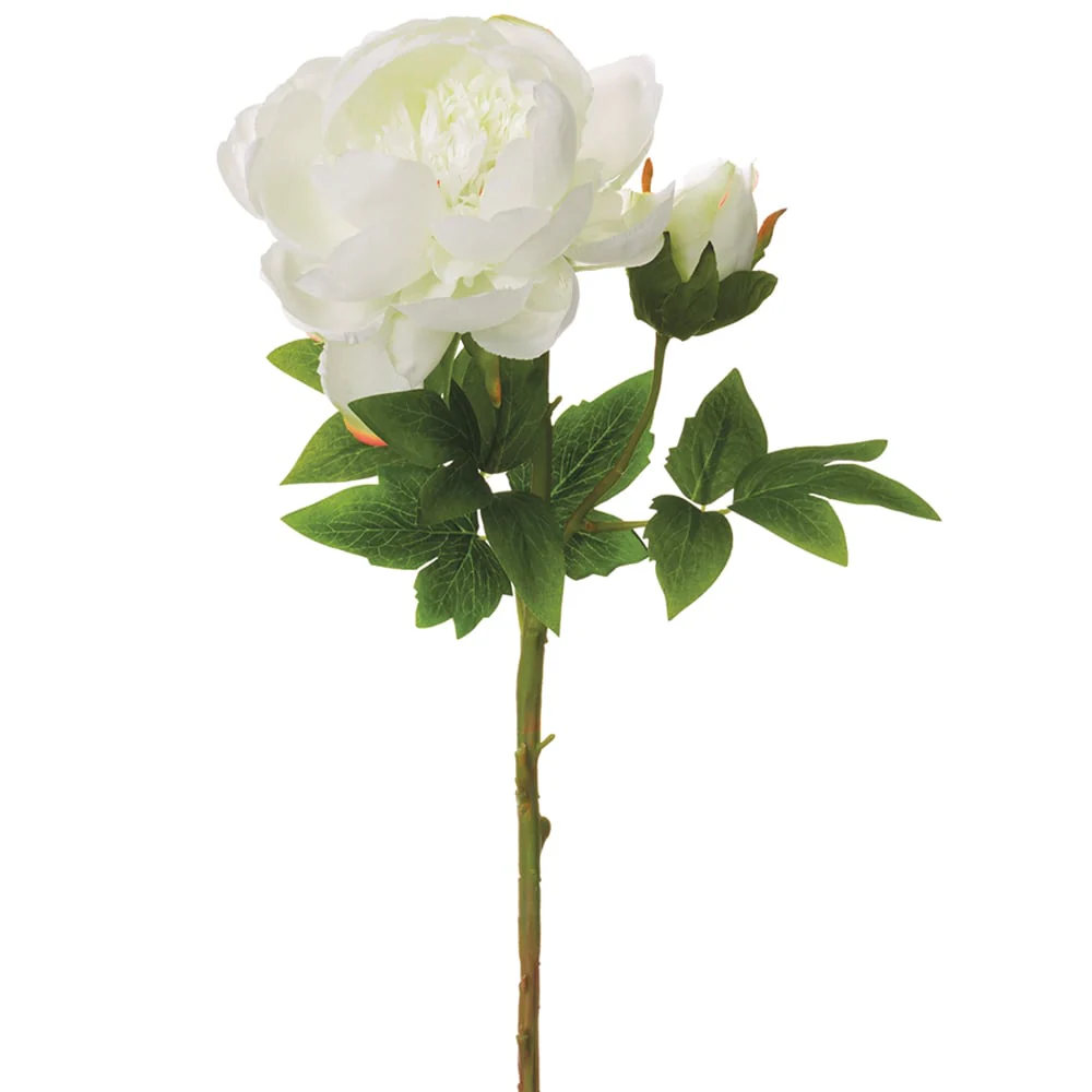 23" Peony Silk Flower Stem -Cream (Pack of 12)