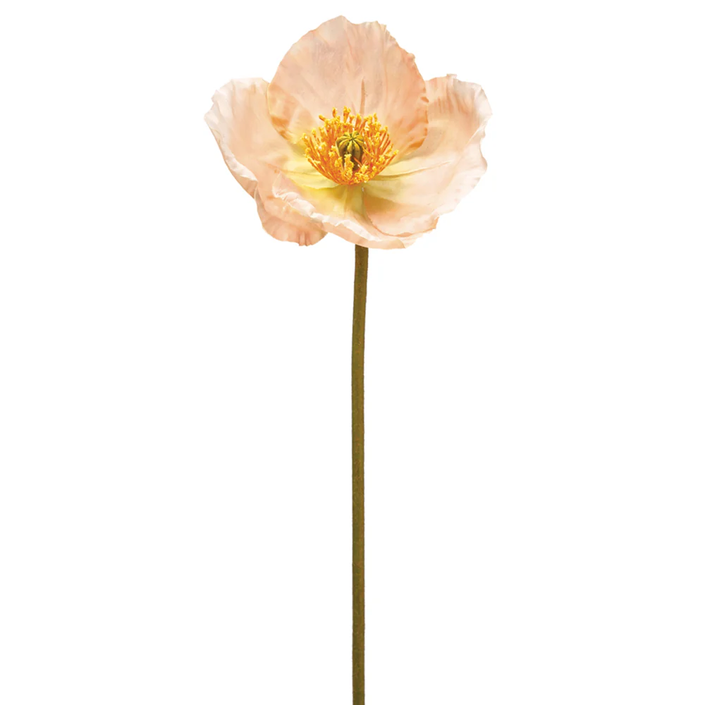 23" Poppy Silk Flower Stem -Peach (Pack of 36)