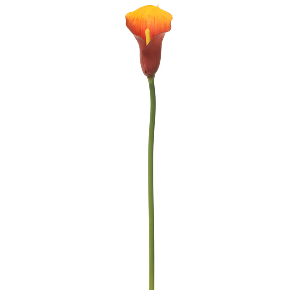 23" Real Touch Calla Lily Silk Flower Stem -2 Tone Flame (Pack of 12)