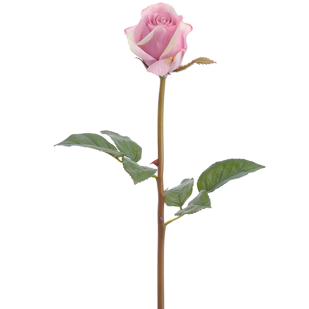 23" Real Touch Rose Bud Silk Flower Stem -Lavender/Green (Pack of 12)
