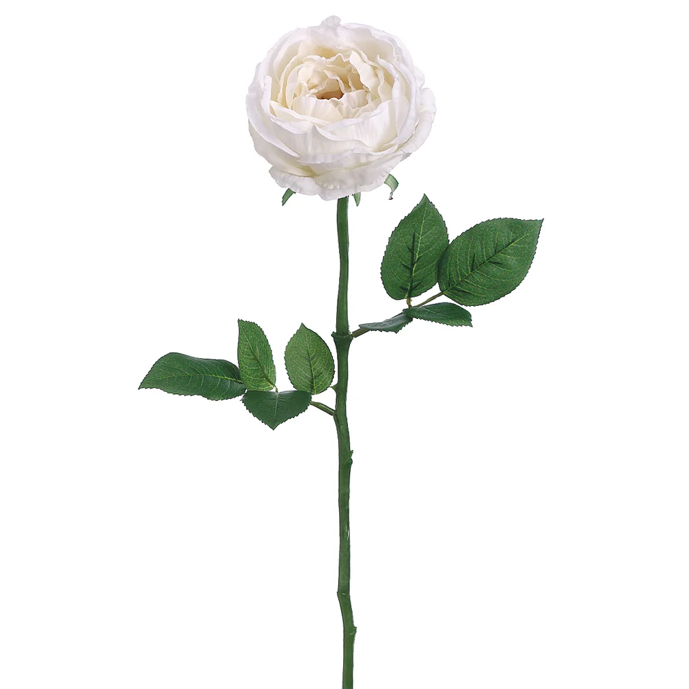 23" Silk Garden Cabbage Rose Flower Spray -White (Pack of 12)