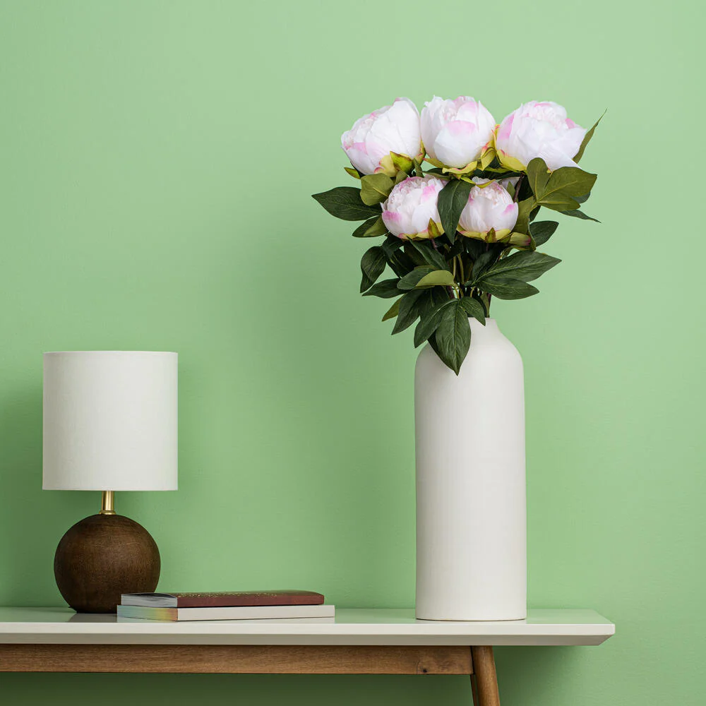 23" Silk Peony Flower Bush -Cream/Pink (Pack of 4) - Image 6