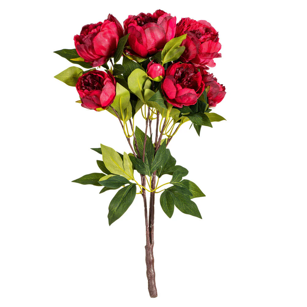 23" Silk Peony Flower Bush -Red (Pack of 4)
