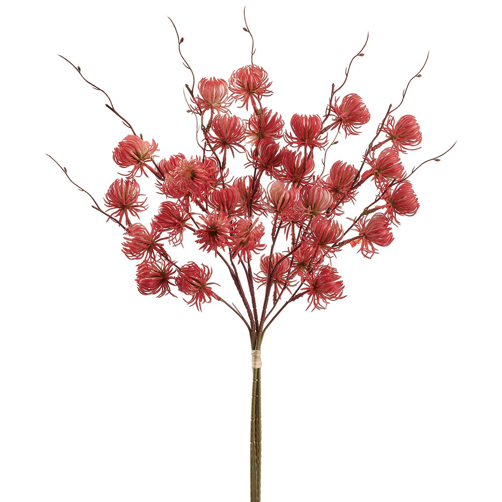 23" Thistle Artificial Flower Stem Bundle -Red (Pack of 8)