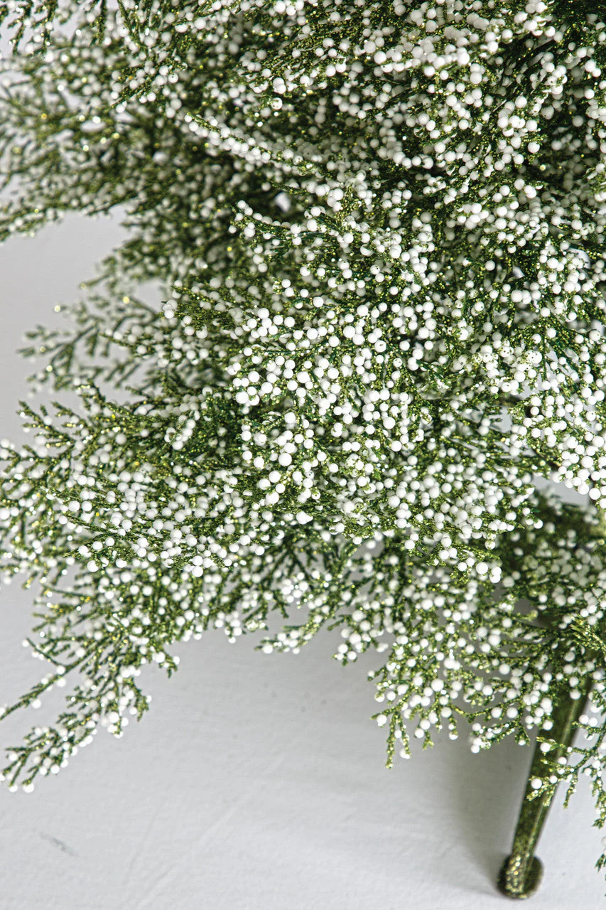 23"x14"W Glittered Snowball Cedar Artificial Christmas Tree, Unlit -Green/White (Pack of 2) - Image 3