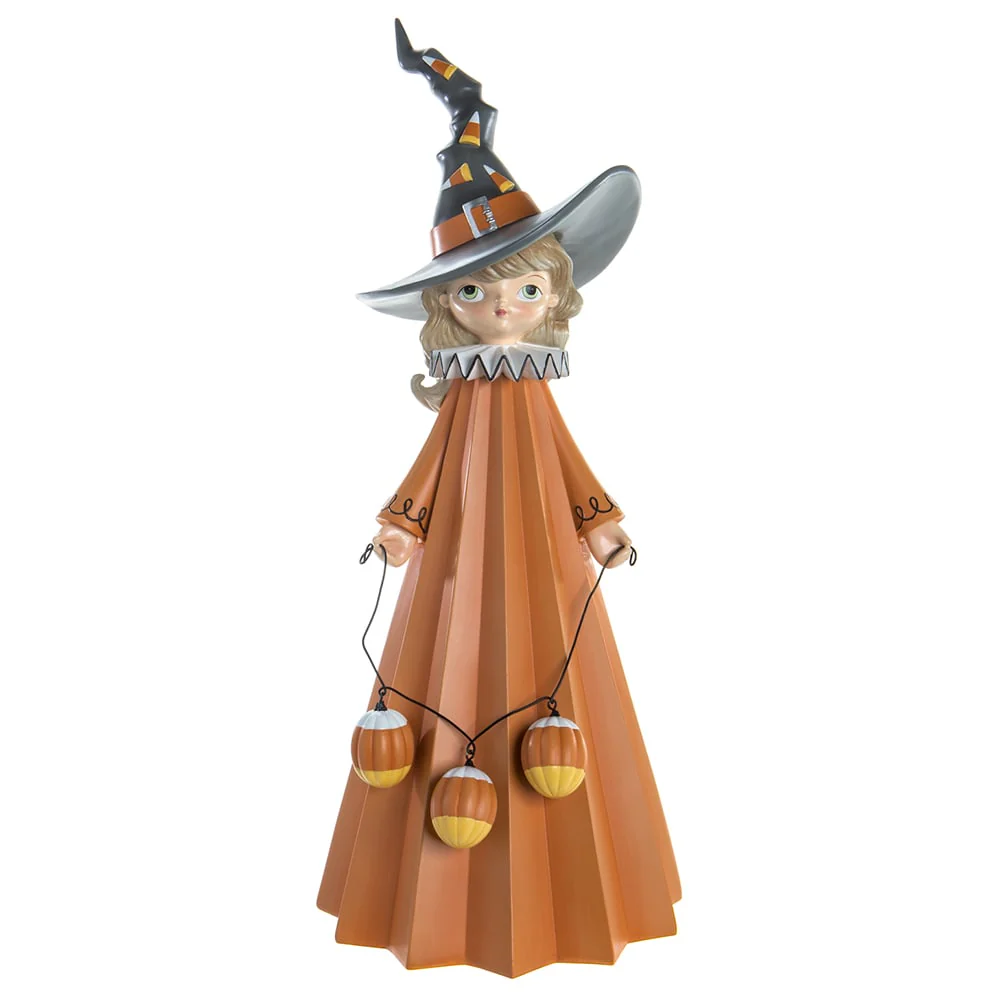 24.2" Halloween Witch With Candy Pumpkin -Orange