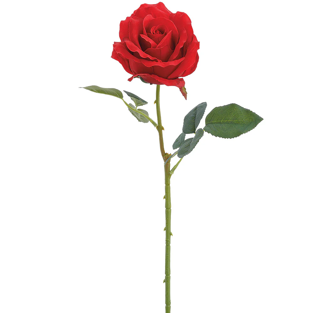 24.4" Rose Silk Flower Stem -Red (Pack of 12)