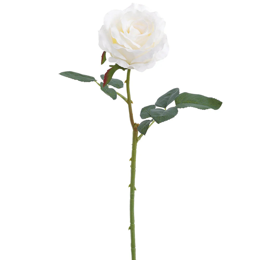24.4" Rose Silk Flower Stem -White (Pack of 12)