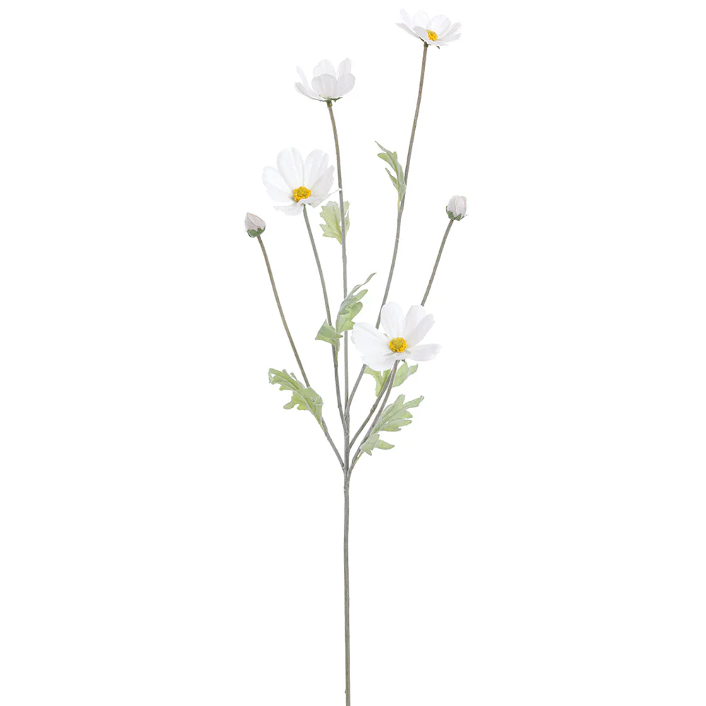 24.5" Cosmos Silk Flower Stem -White (Pack of 12)