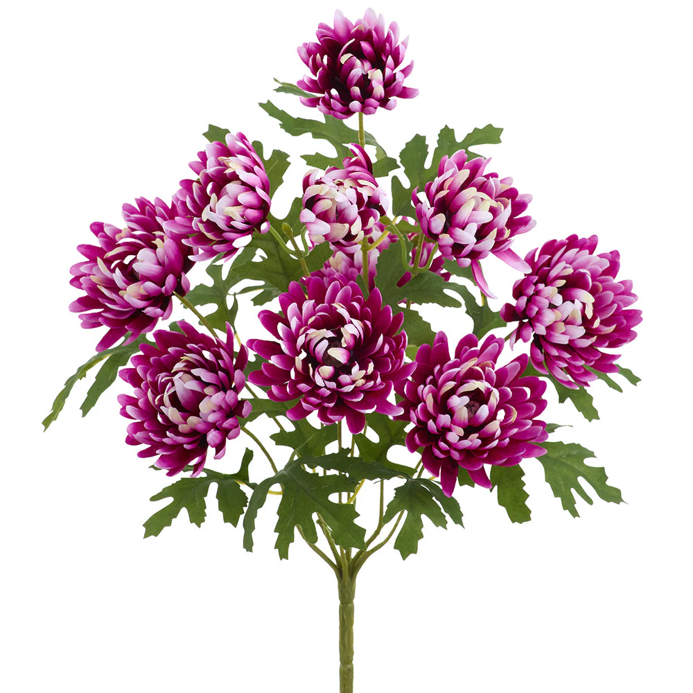 24.5" Mum Silk Flower Bush -Boysenberry (Pack of 12)