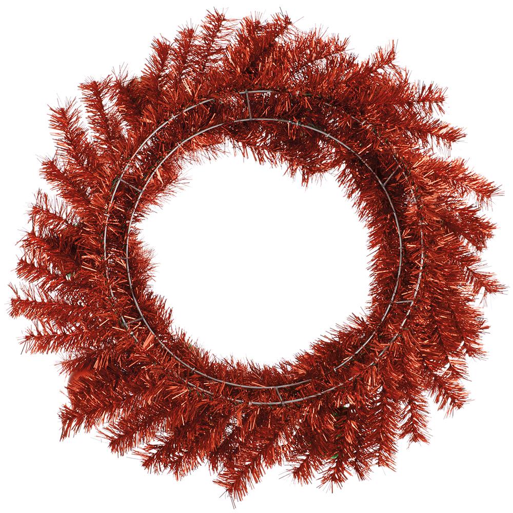 24" Artificial Ball & Tinsel Wreath -Red/Mixed Colors (Pack of 4) - Image 2