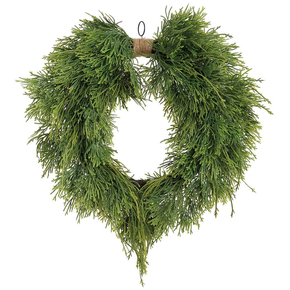 24" Artificial Club Moss Fern & Cedar Wreath -Green (Pack of 2)