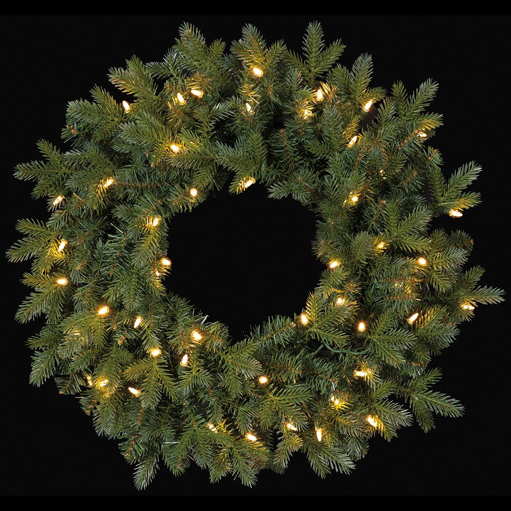 24" Artificial Noble Fir Wreath, LED Pre-Lit -Green (Pack of 12) - Image 2