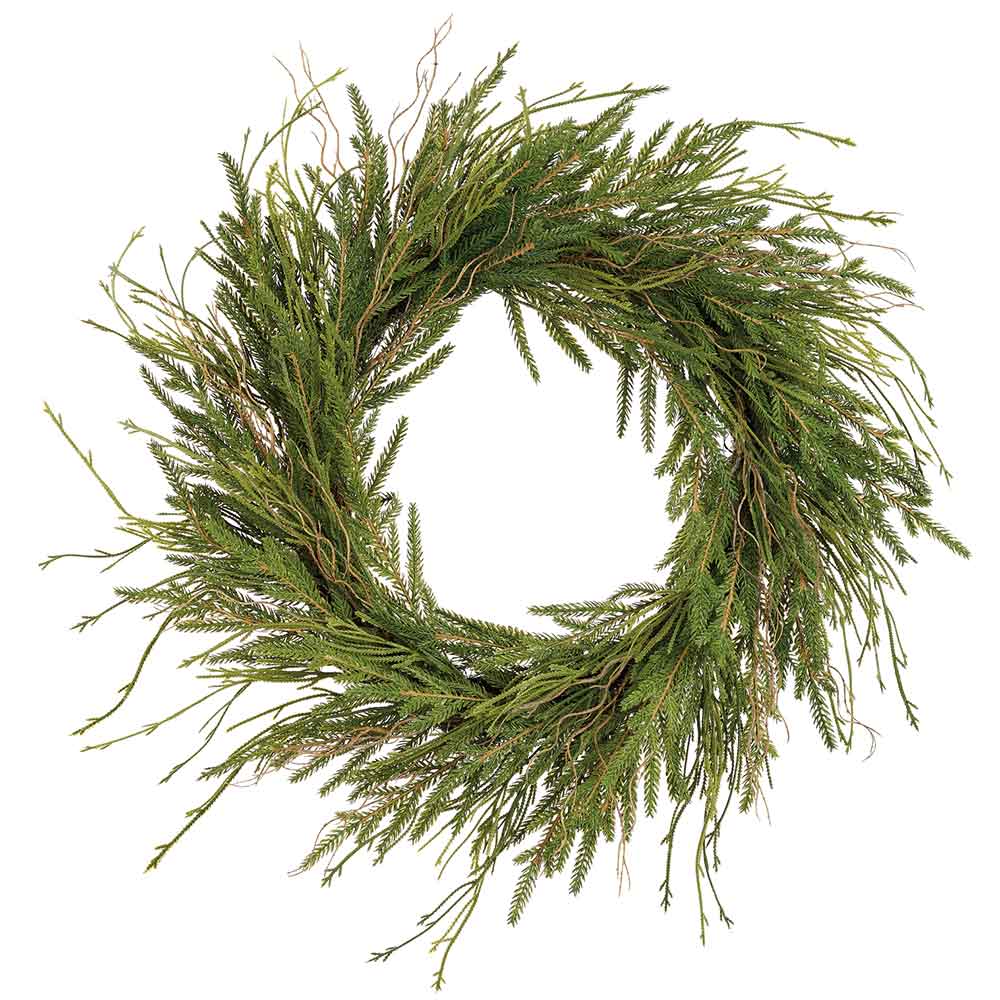 24" Artificial Pine & Club Moss Fern Wreath -Green (Pack of 2)