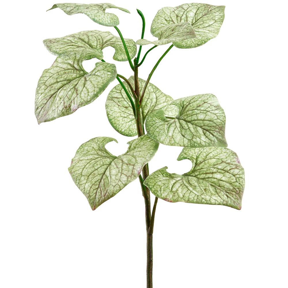 24" Brunnera Leaf Silk Plant -Green/Variegated (Pack of 12)