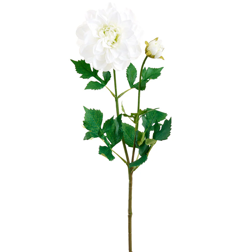 24" Dahlia Faux Flower Stem -White (Pack of 12)