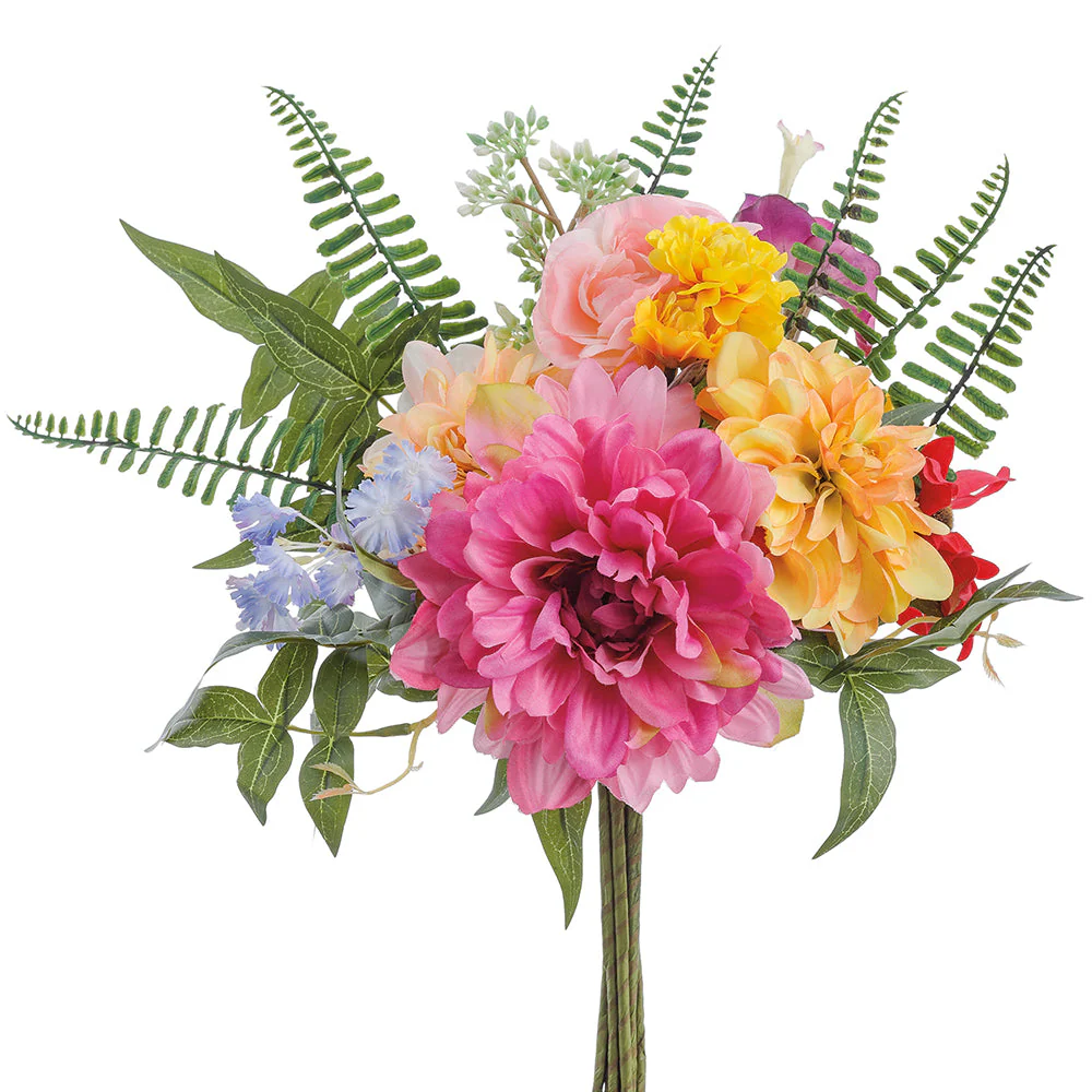 24" Dahlia & Ranunculus Silk Flower Bouquet -Mixed Colors (Pack of 6)