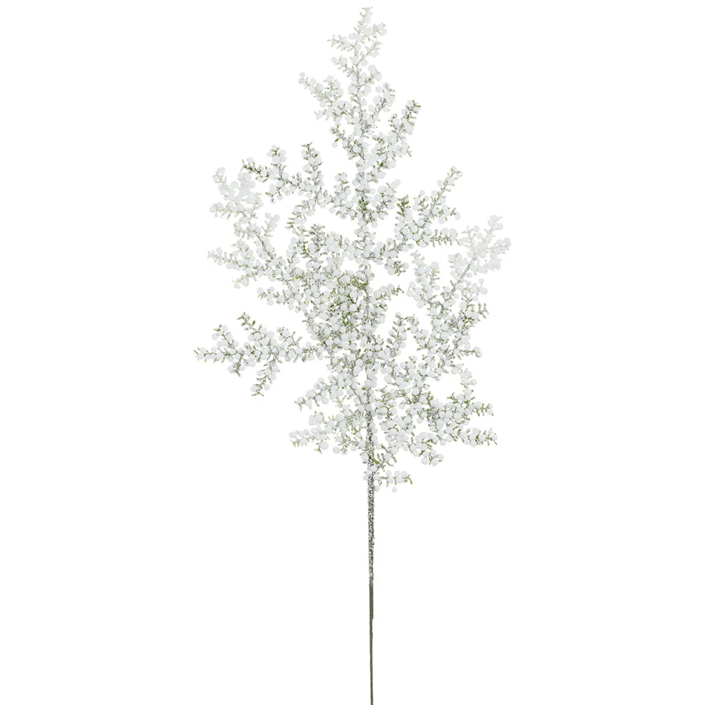 24" Flocked Artificial Berry Stem -White (Pack of 24)