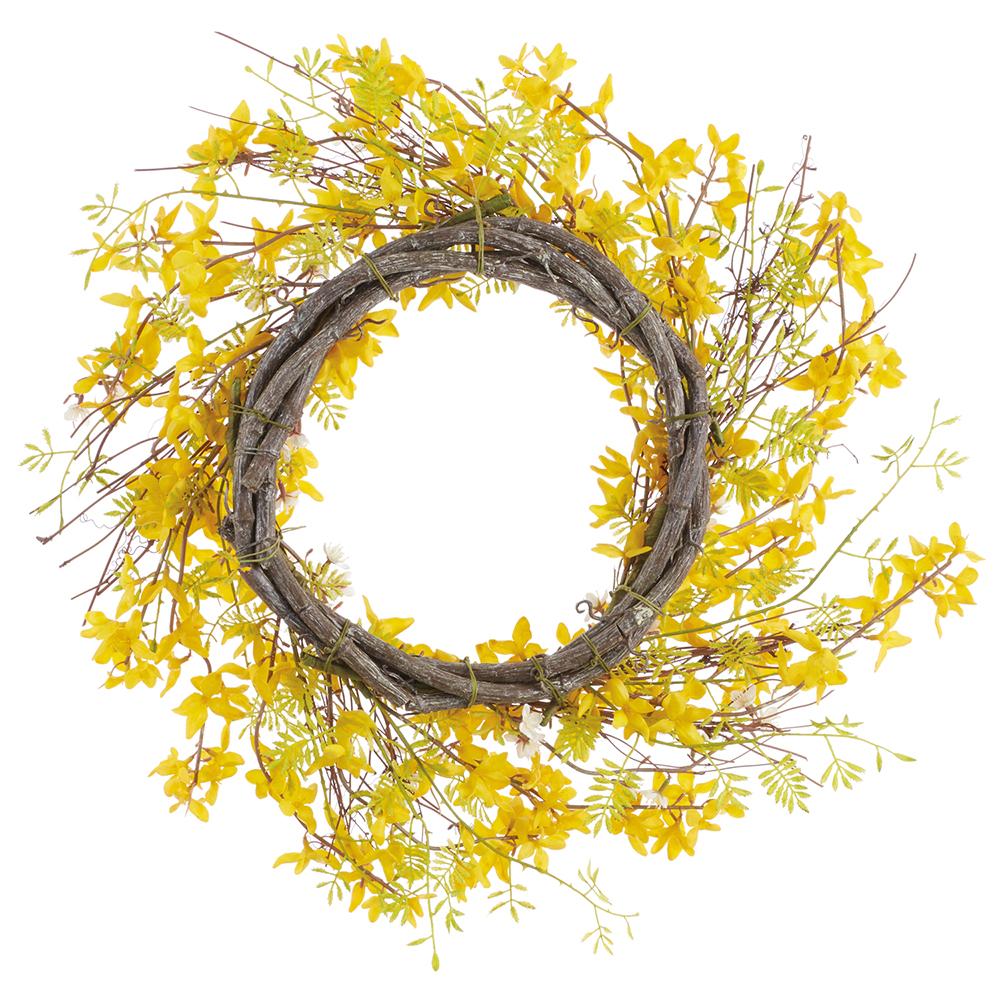 24" Forsythia Silk Flower Wreath -Yellow - Image 2