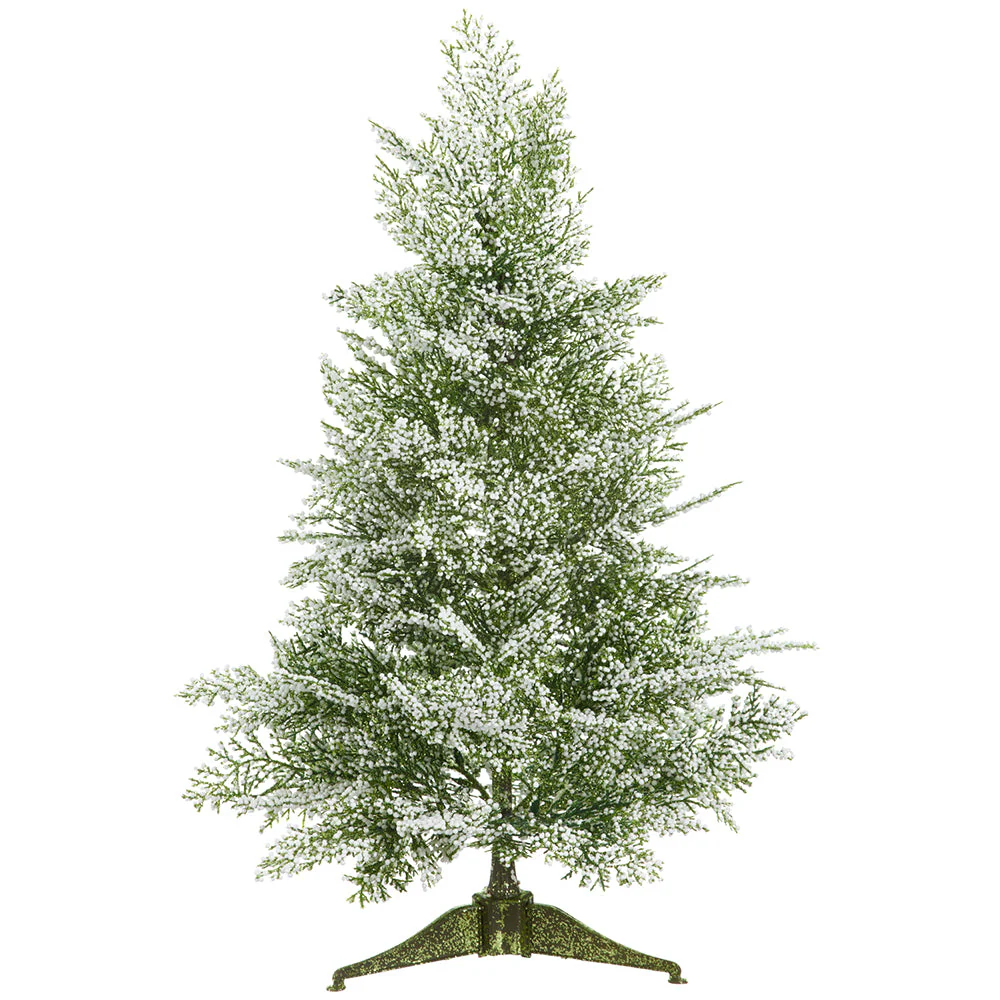 24" Glittered Artificial Mini Berry Tree w/Stand -Green/White (Pack of 4)