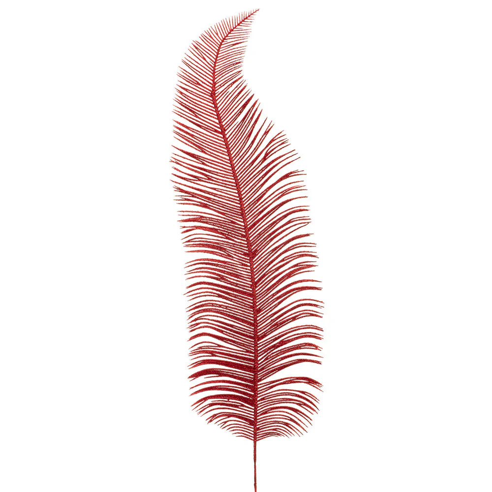 24" Glittered Artificial Plastic Feather Stem -Red (Pack of 36)