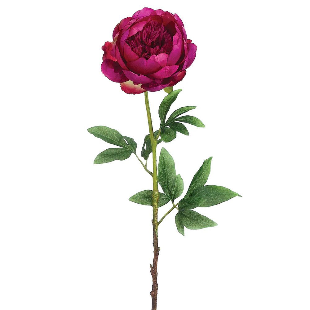 24" Hand-Wrapped Silk Peony Flower Spray -Rubrum (Pack of 12)
